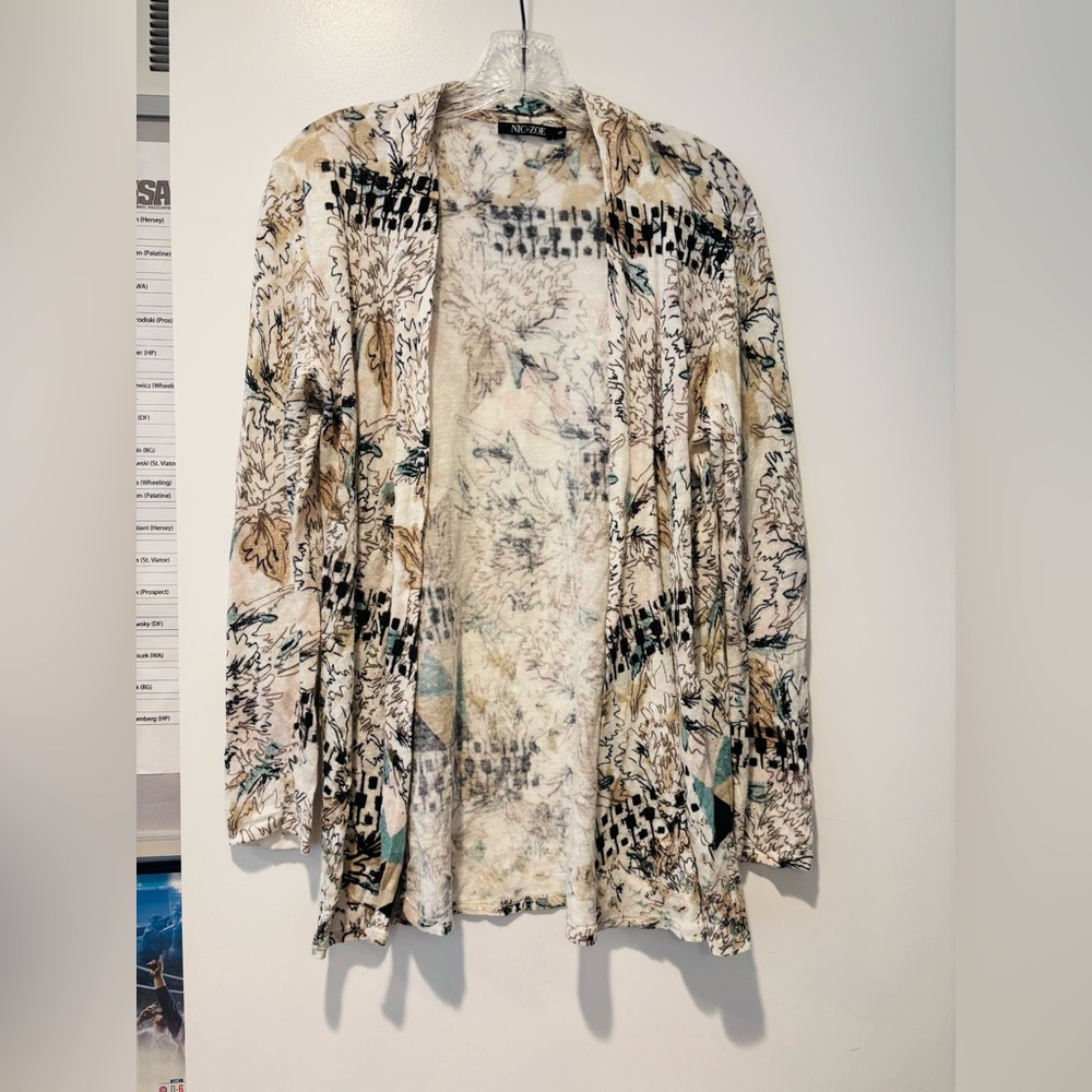 NIC+ZOE Abstract Patterned Cardigan, Size Small
